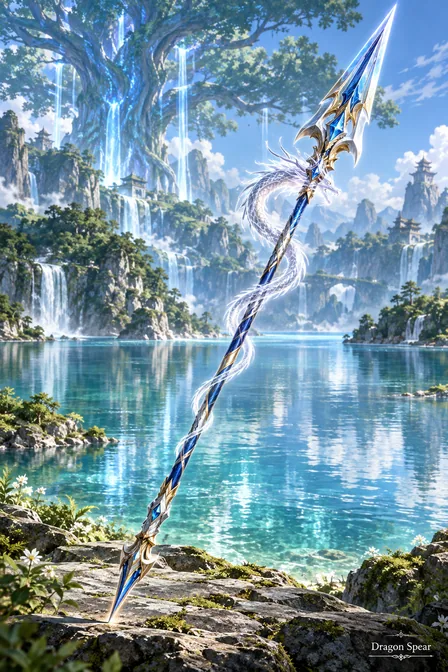 Blue Silver Dragon Spear