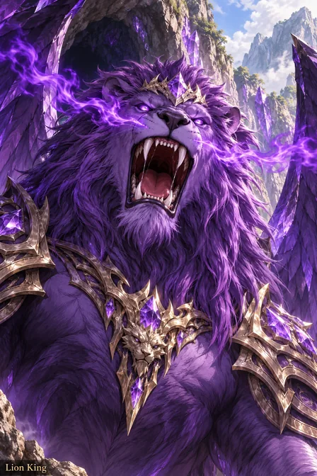 Purple Crystal Winged Lion King