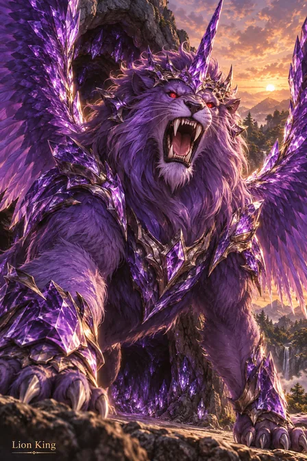 Purple Crystal Winged Lion King